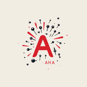 aha logo med et tsort A og linjer og farver, der illustrerer forbindelser og netværk