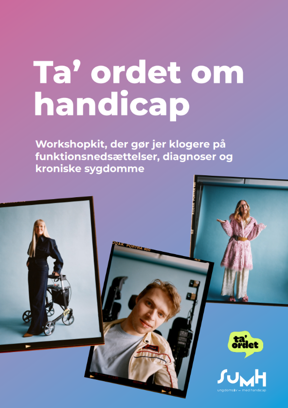 Forsiden af underviserhæftet Ta' ordet om handicap.